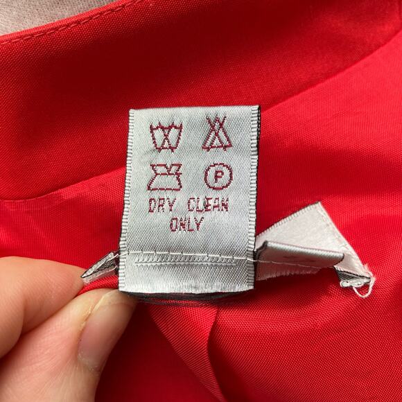 Adrianna Papell Jacket Blazer Sz 8 Red Silk Buttons Half Sleeve Classy Holiday - Picture 12 of 15